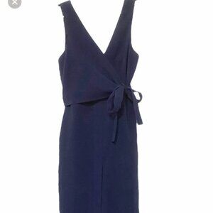 Club Monaco Navy Sleeveless Paneled Side Waist Tie Cropped Jumpsuit Size 0